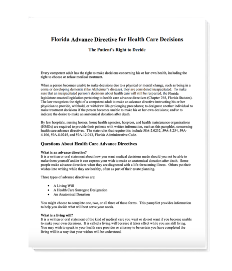 Florida Advance Directive Form